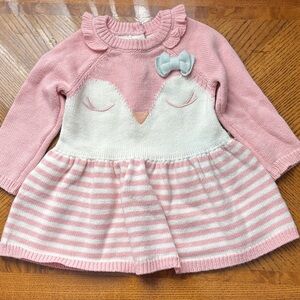Max Studio Pink and White Knit Baby Dress Size 6M 60% cotton